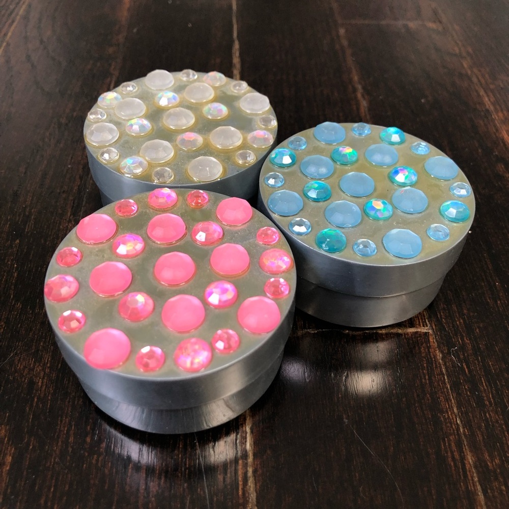 Set of 3 New Rhinestone Jewelry Trinket Containers